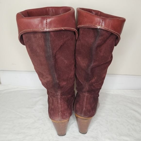 Vintage burgundy leather western pirate heel boots - Picture 9 of 13